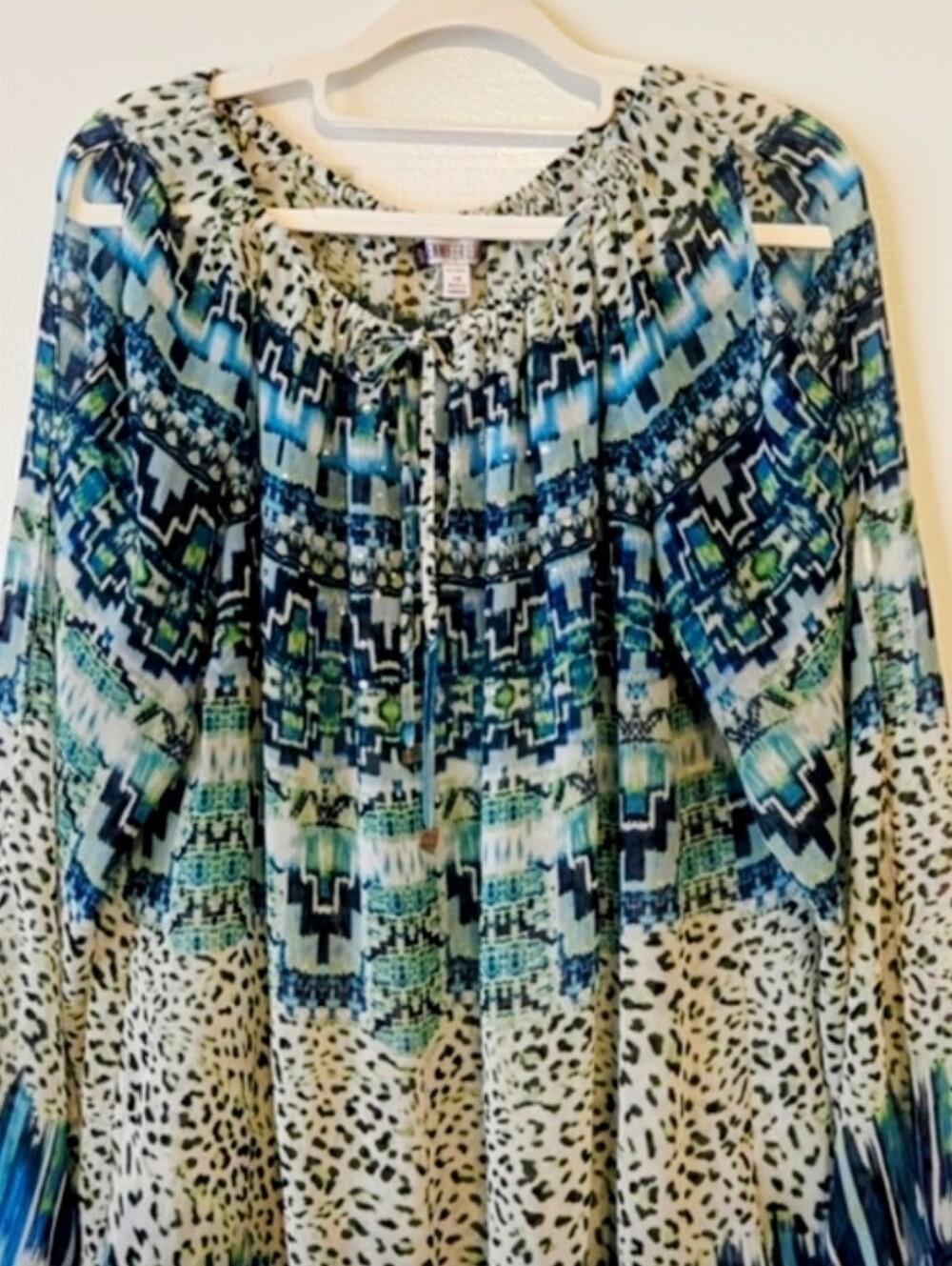 Light Blue Abstract Animal Print Blouse